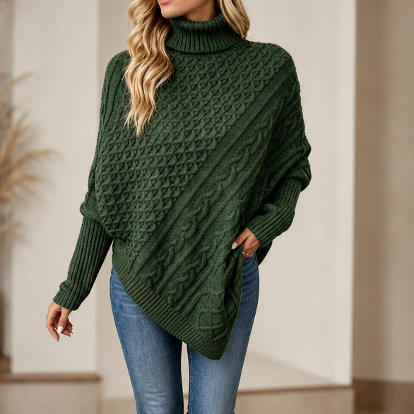 Cable &amp; Cove – Tröja Poncho z Golfem w Warkocze