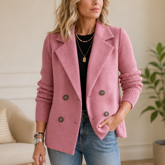 Wearbella – Żakiet podwójnie zapinany z dzianinowymi ręKaffemi