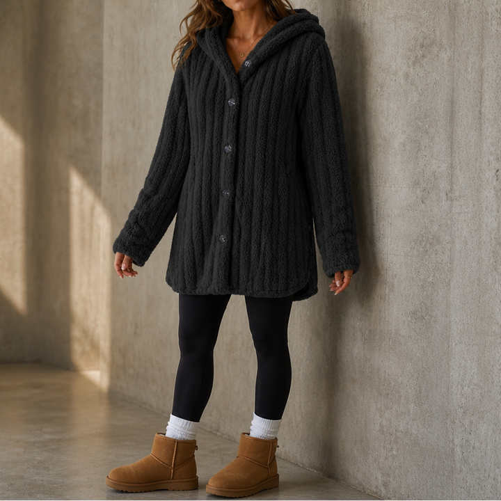 Wearbella – Kofta z kapturem i knappar, tjock splot