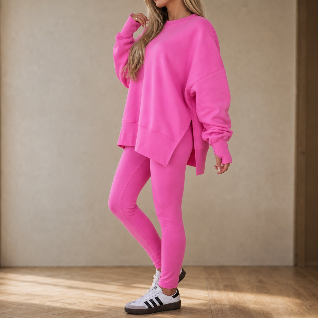 Ease &amp; Grace – Set bluzy z rozcięciem bocznym i legginsów