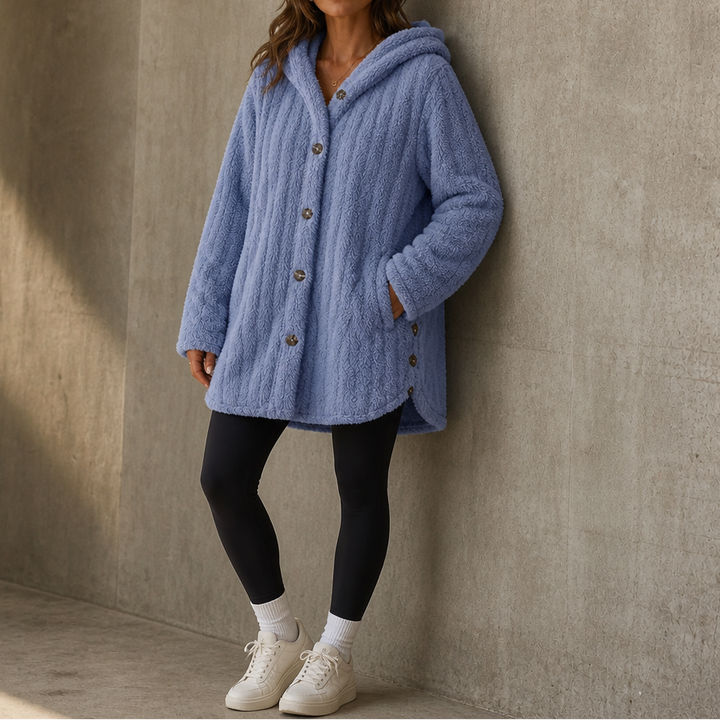 Wearbella – Kofta z kapturem i knappar, tjock splot