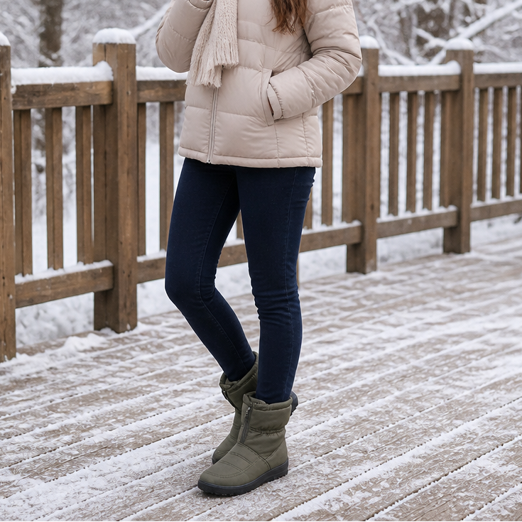 Frostbella – Pikowane Śniegowce på Dragkedja för Łydki