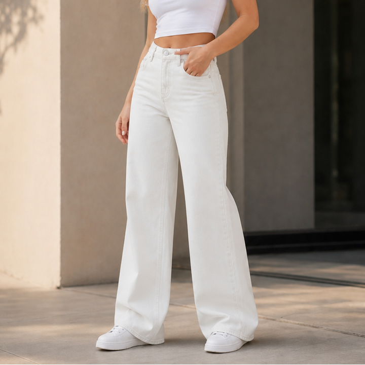 Longline Denim – Jeansy med hög midja i vida ben