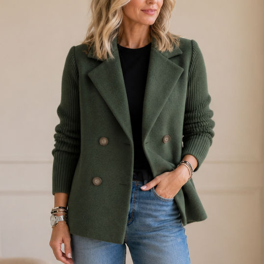 Wearbella – Żakiet podwójnie zapinany z dzianinowymi ręKaffemi