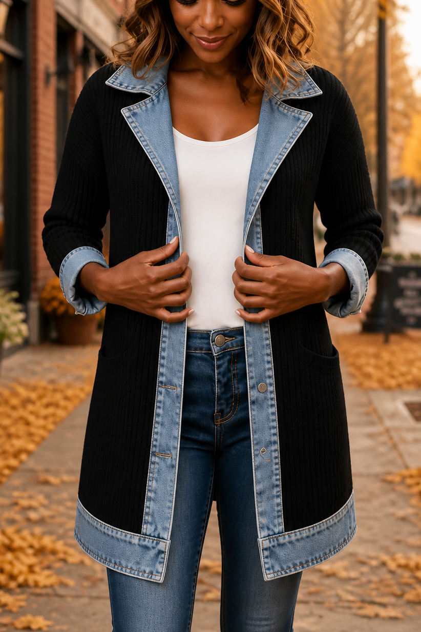 Wearbella – Kappa dzianinowy w stilu denimu