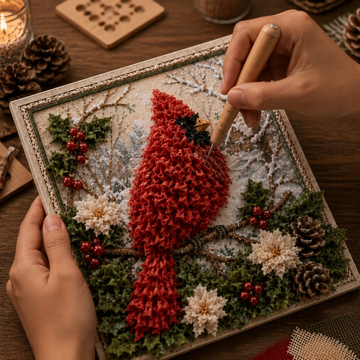 Foldery – Set för sztuki z włóczki på Boże Narodzenie z wyciętymi otworami 3D