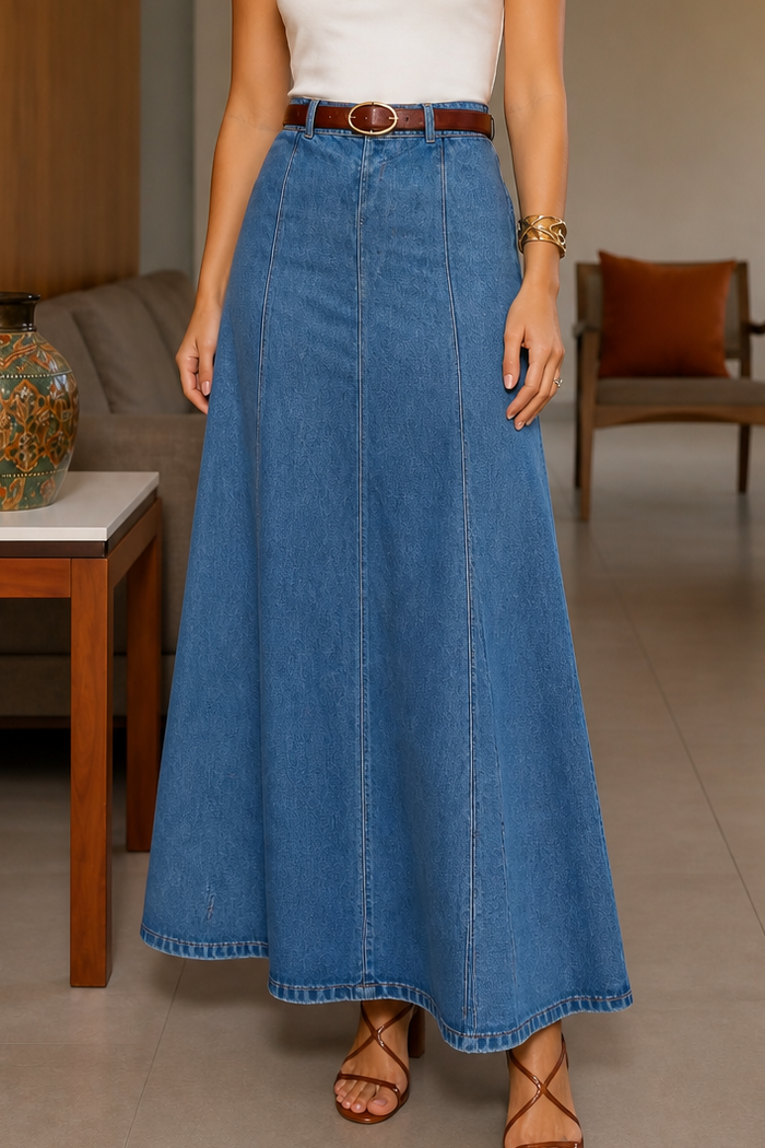 Wearbella – Kjol Maxi Dżinsowa w Stilu A med hög midja