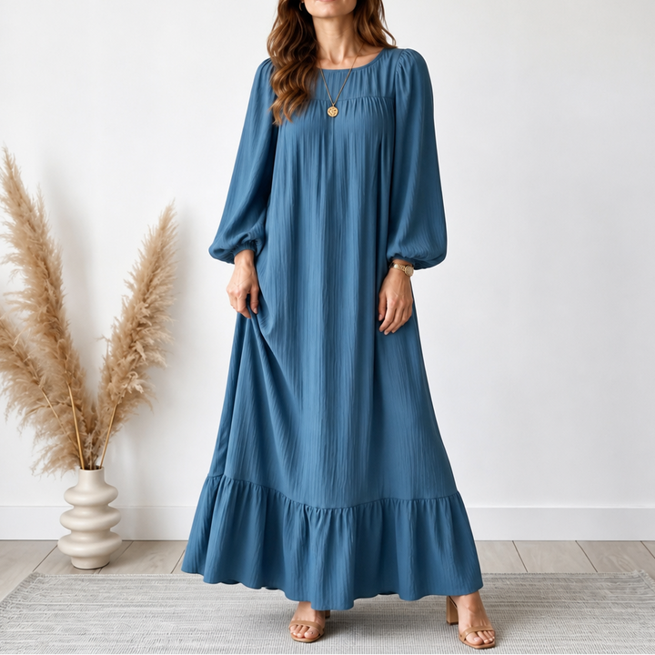 Wearbella – OverStorlekd Biskupa Ärm Boho Maxi Klänning