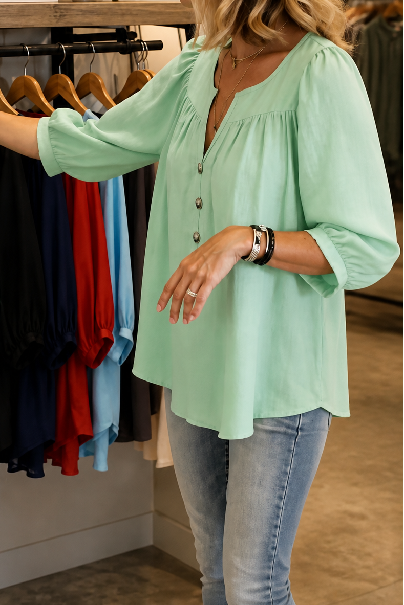 Wearbella – Blus z marszczonym urringning w v-ringning i bufkami