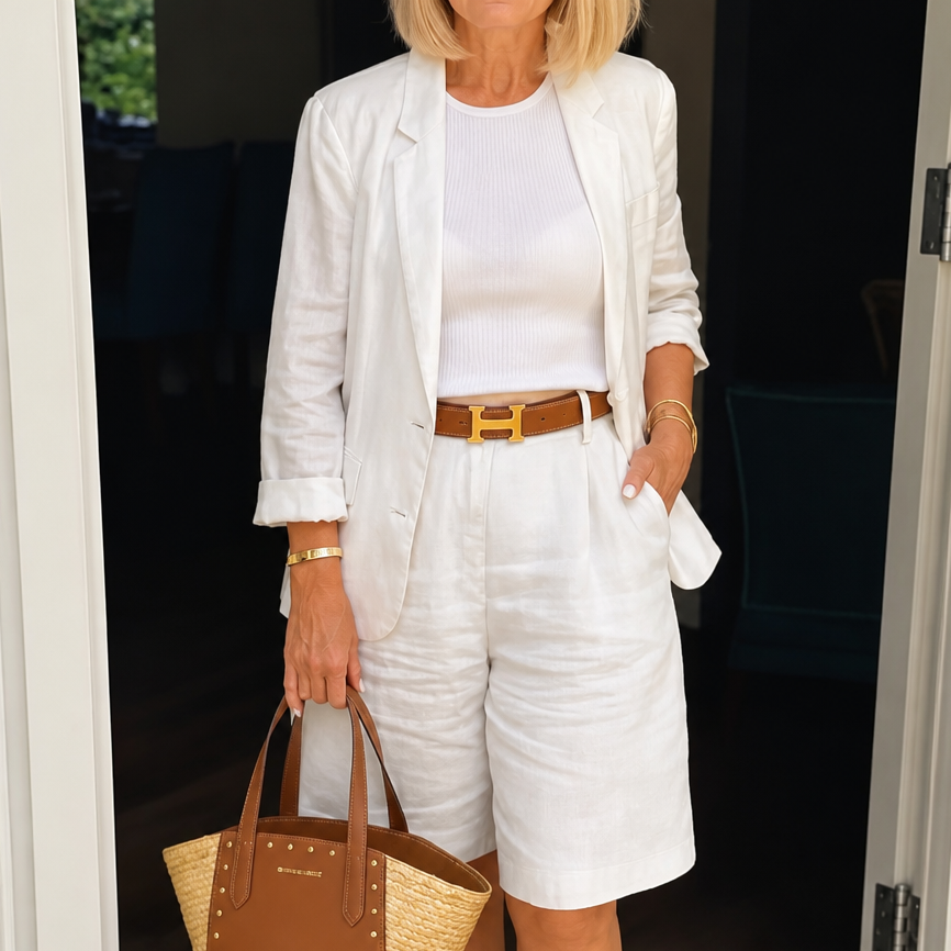 Wearbella – Set z otwartą bluzką i szortami bermudami