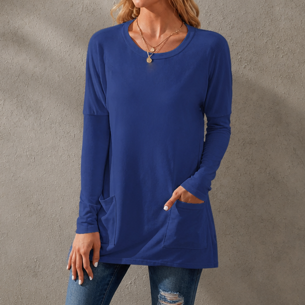 Wearbella – Lös Tunika med lång ärm i Okrągłym Urringning