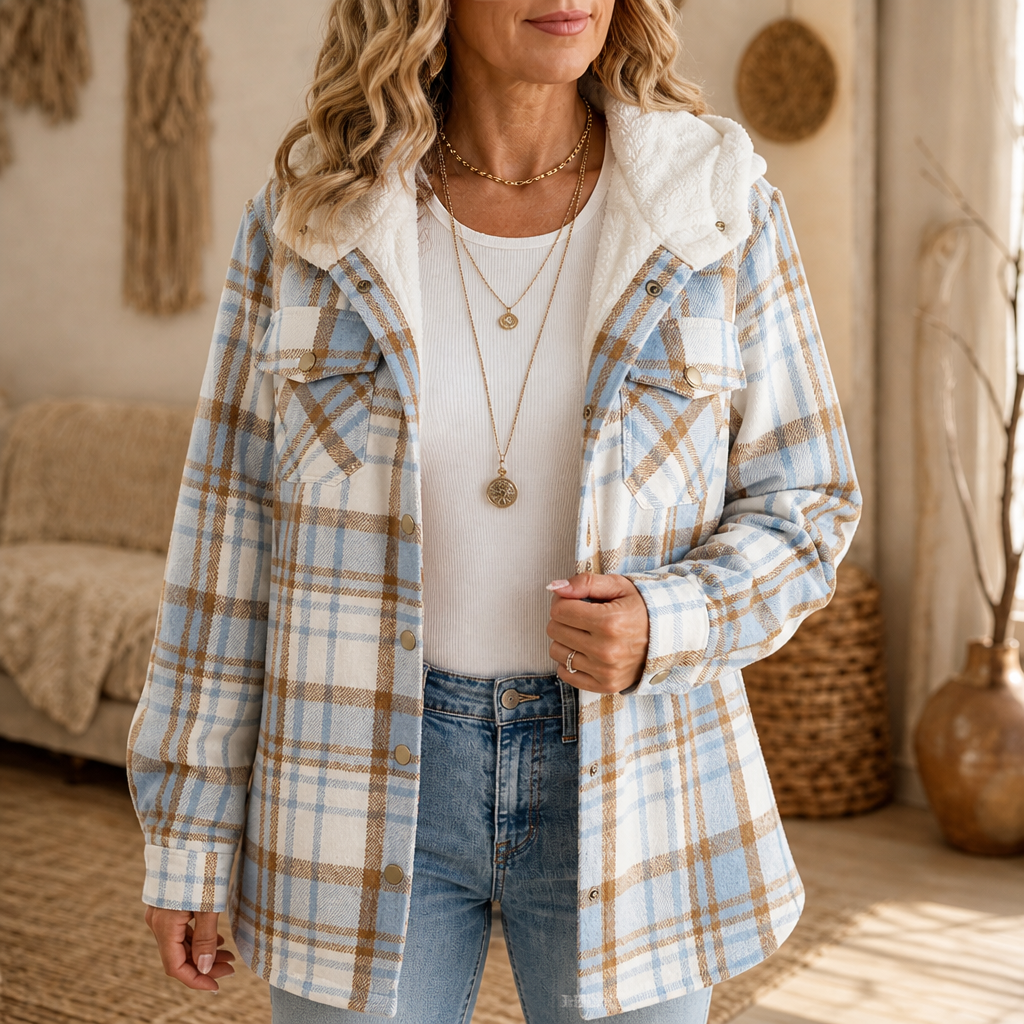 Huntlyn – Flanelowa kurtka shacket z podszewką sherpa