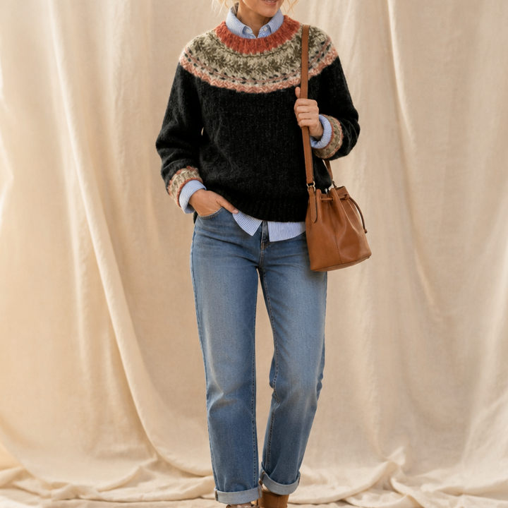Mayfair Isle – Tröja z okrągłym urringning i wzorem Fair Isle