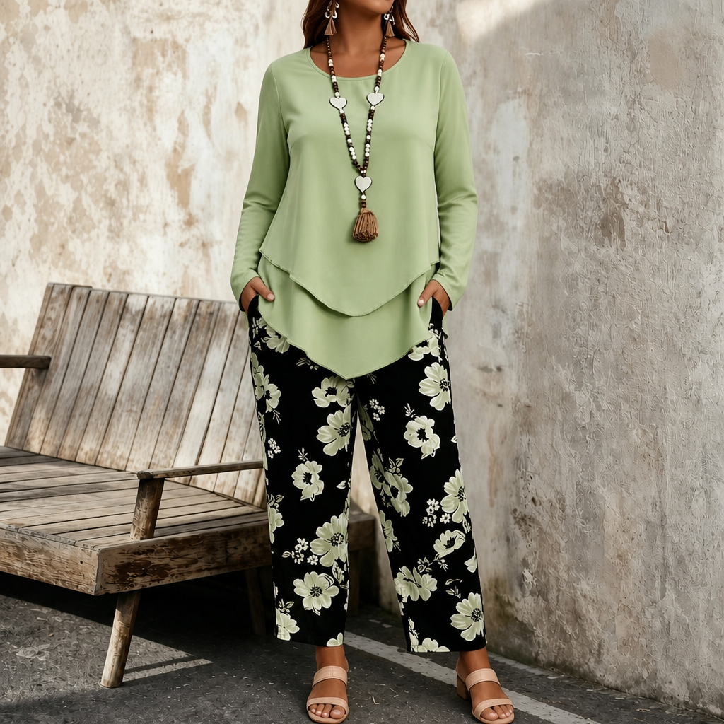 Wearbella – Dwuwarstwowy Lös Top i Blommig Set z Vida ben