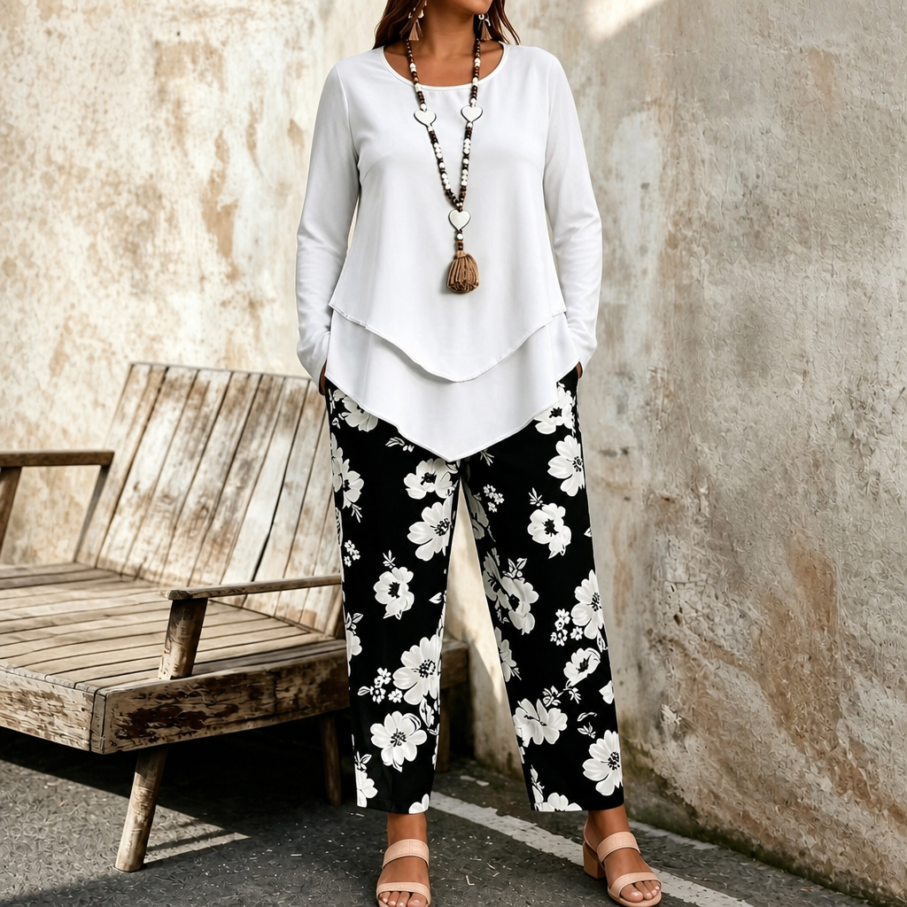 Wearbella – Dwuwarstwowy Lös Top i Blommig Set z Vida ben