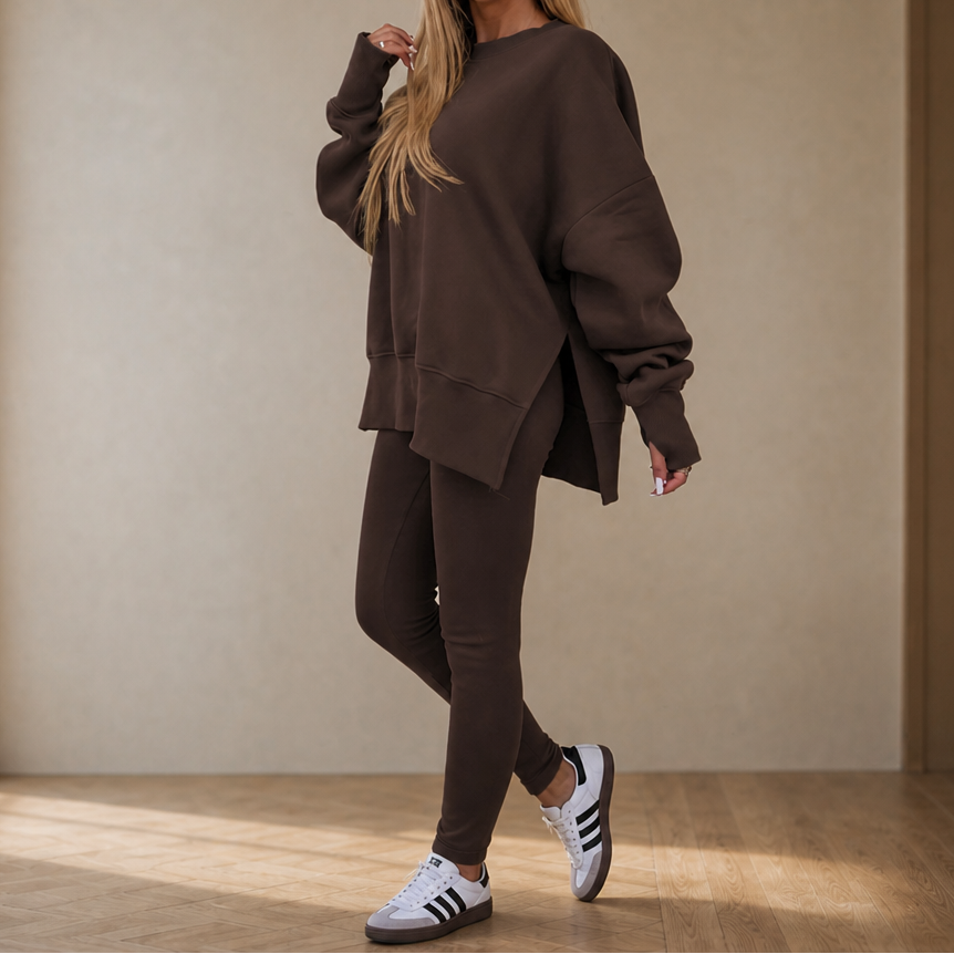 Ease &amp; Grace – Set bluzy z rozcięciem bocznym i legginsów