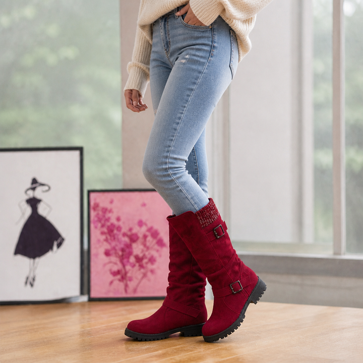 Tumfden – Boots z żebrowanym mankietem i podeszwą z wypustkami