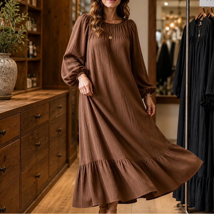 Wearbella – OverStorlekd Biskupa Ärm Boho Maxi Klänning