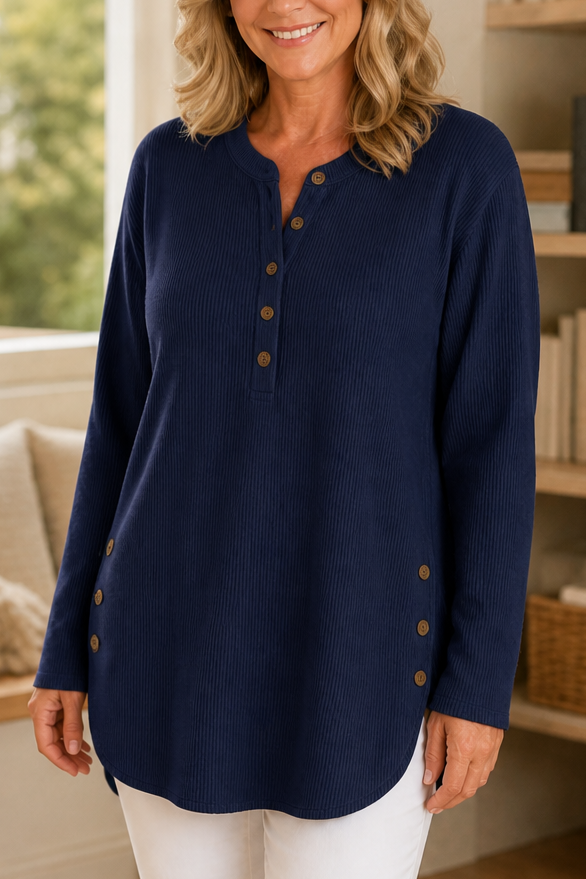 Corduvie – Koszulka Henley z guzikiem w stilu korduroy