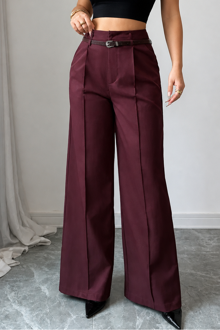 Setwear – Byxor med hög midja i vida ben z paskiem