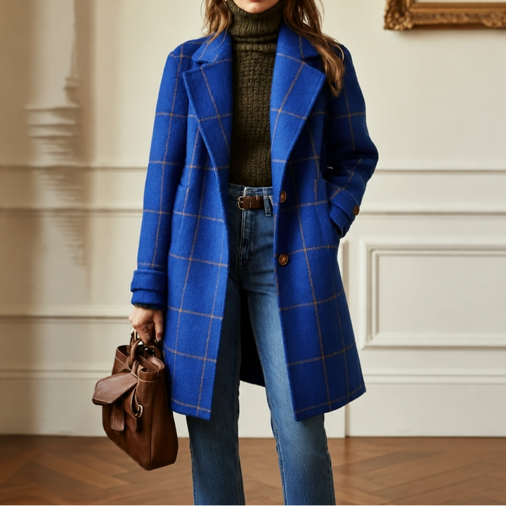 Wearbella – Oversizowy kappa w kratę z dwoma knappar