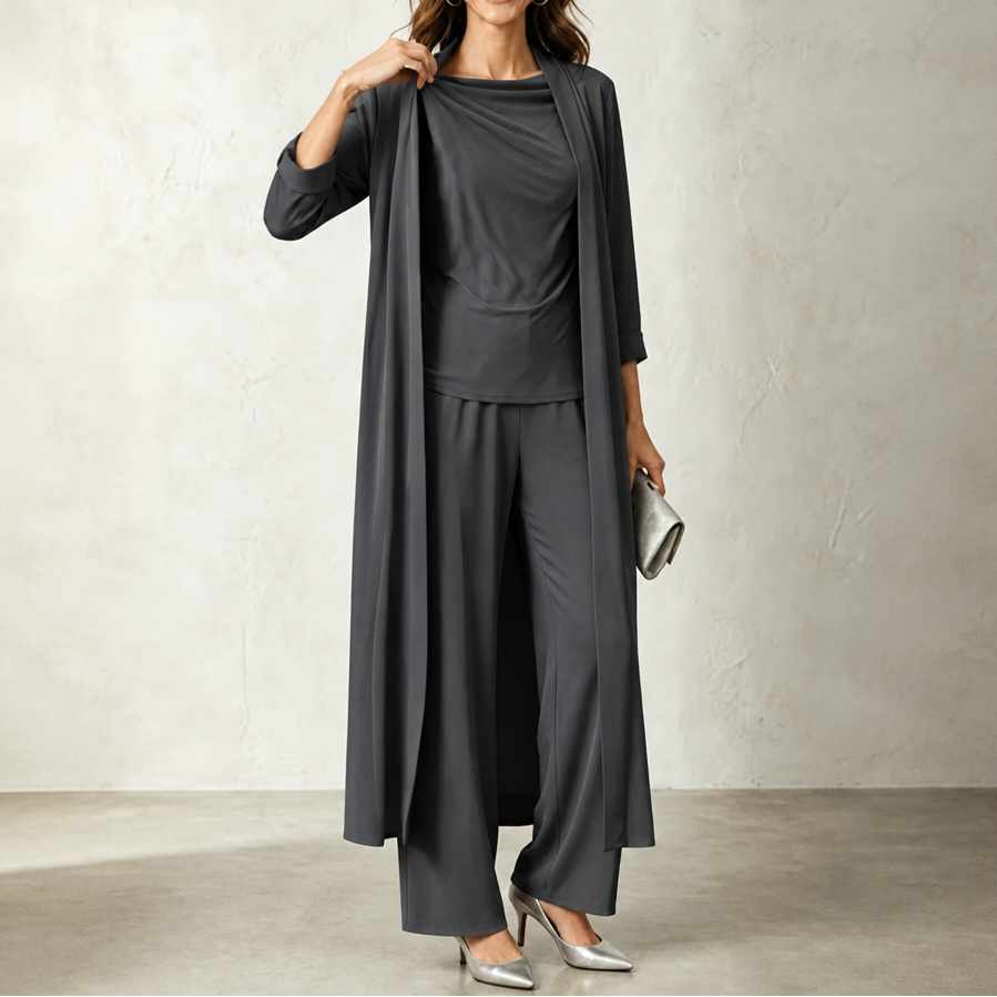 Wearbella – Set kardiganu z kołnierzem i spodniami o szerokich nogawkach