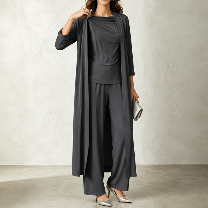 Wearbella – Set kardiganu z kołnierzem i spodniami o szerokich nogawkach