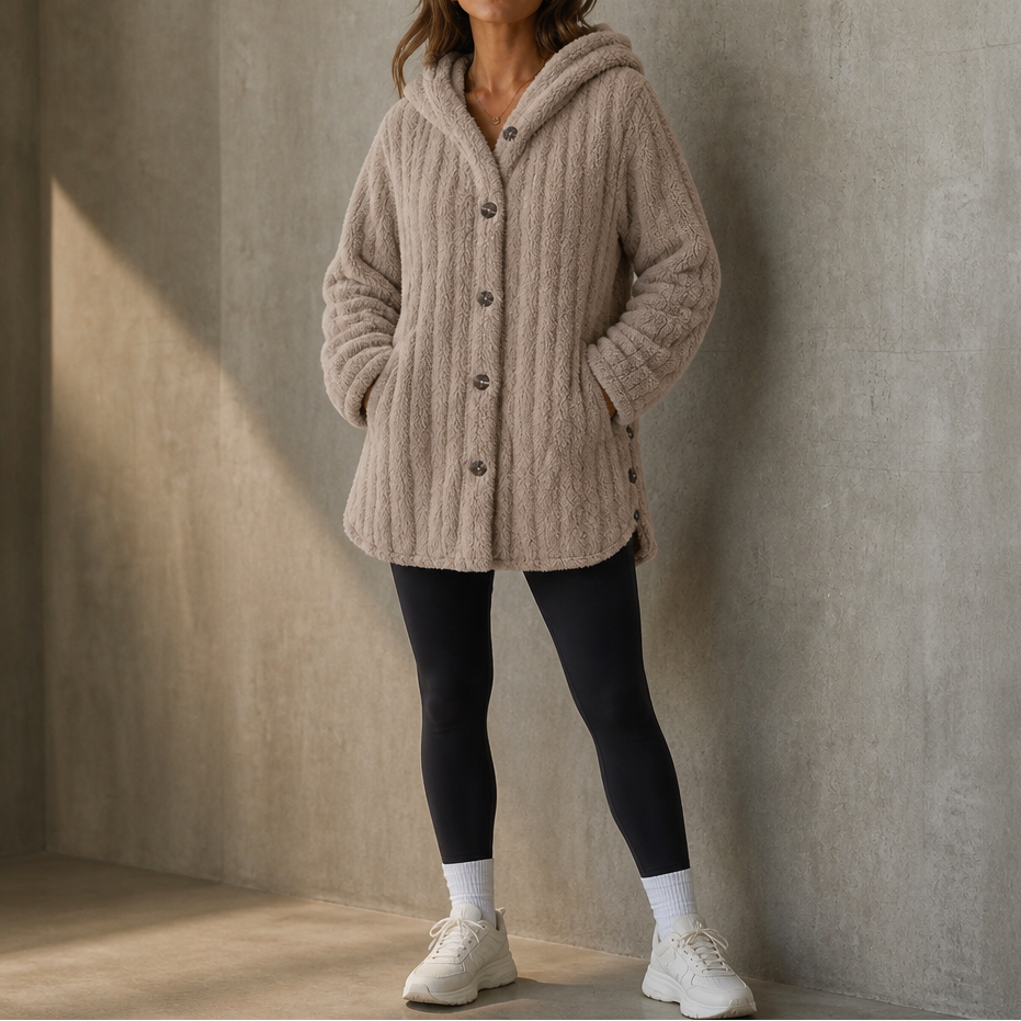 Wearbella – Kofta z kapturem i knappar, tjock splot