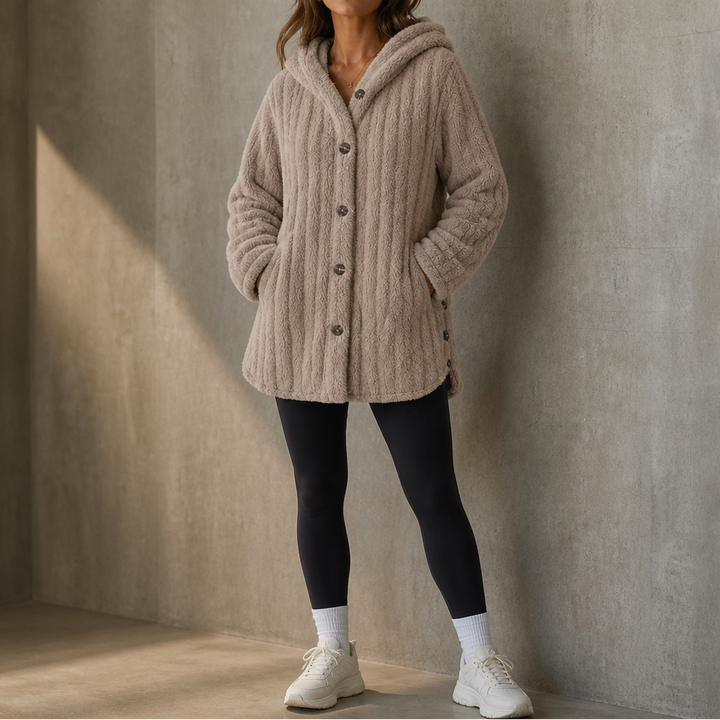 Wearbella – Kofta z kapturem i knappar, tjock splot