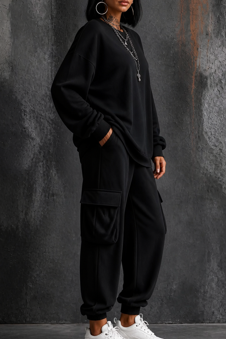 Dayworn – Set bluzki z okrągłym urringning i byxor cargo