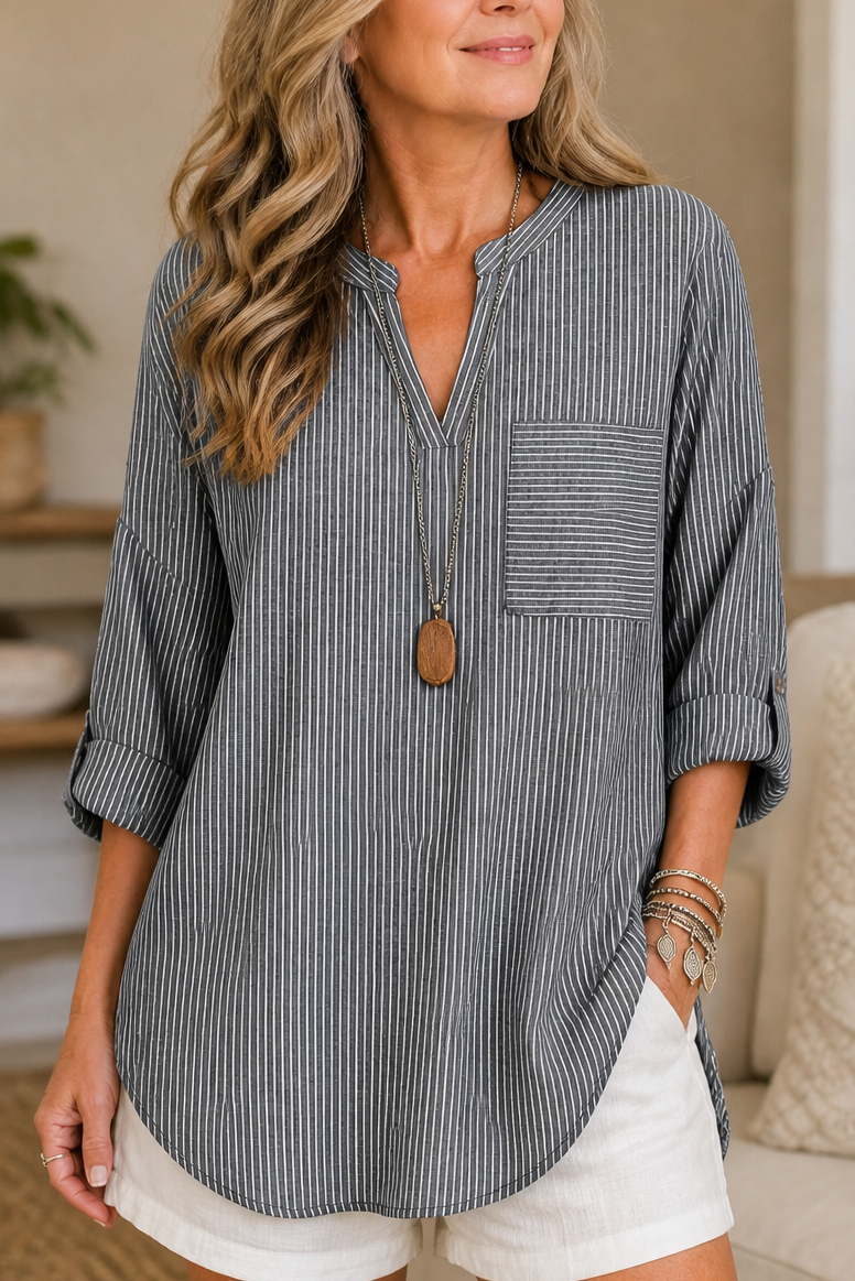 Wearbella – Asymetryczna blus z urringning w v-ringning i band