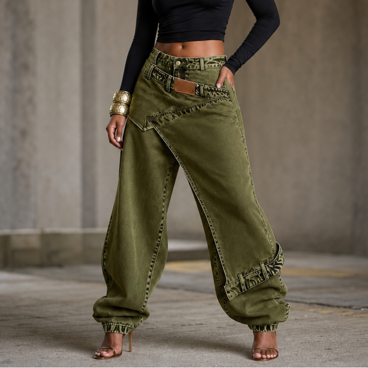 Wearlyn – Asymetryczne jeans z vida ben i wiązaniem w midja