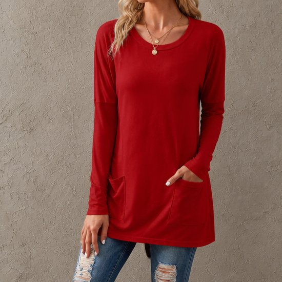 Wearbella – Lös Tunika med lång ärm i Okrągłym Urringning