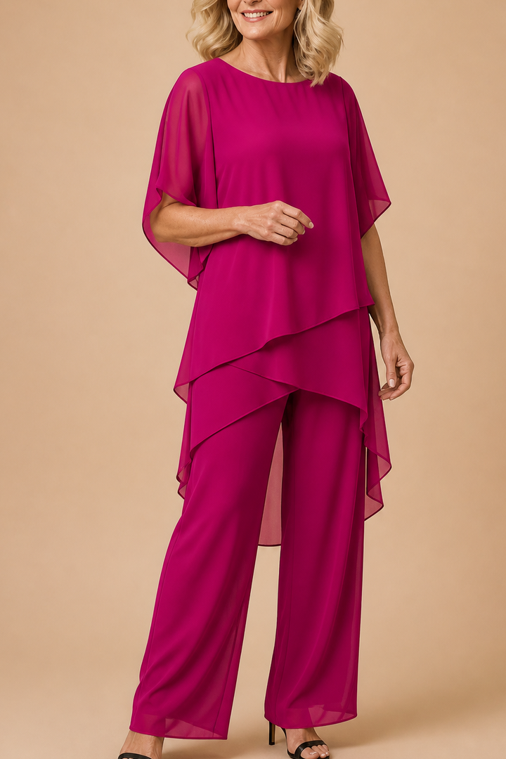 Wearbella – Set drapowanej asymetrycznej bluzki i byxor z vida ben