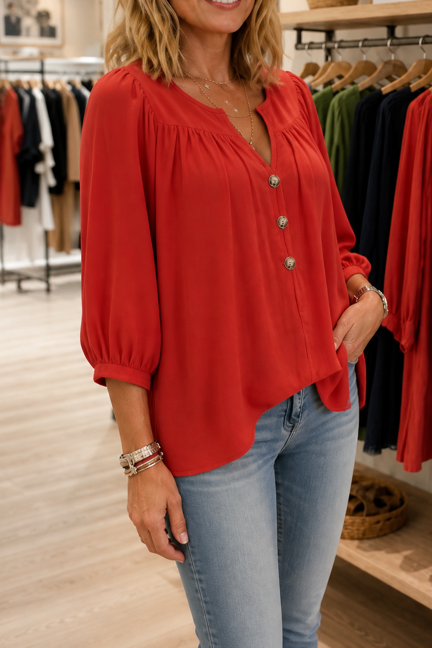 Wearbella – Blus z marszczonym urringning w v-ringning i bufkami