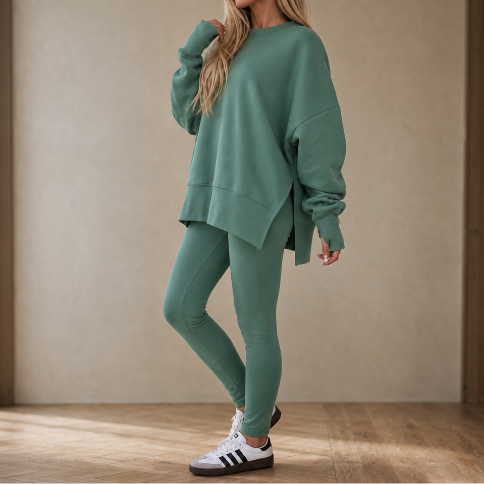 Ease &amp; Grace – Set bluzy z rozcięciem bocznym i legginsów