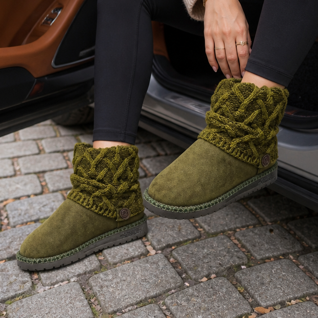 Coziva – Mocka boots z dzianinowym mankietem till mitten av vaden