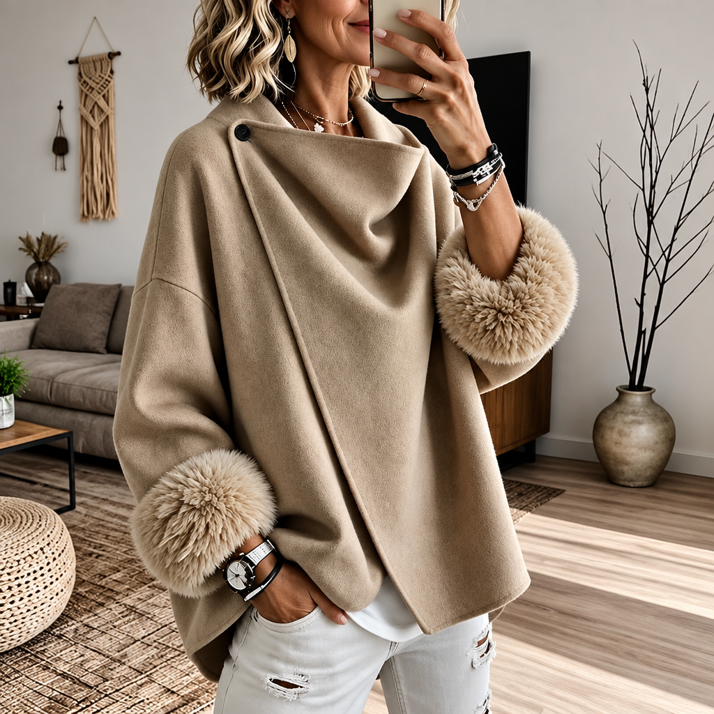 Wearbella – Kurtka asymetryczna z futrzanymi mankietami