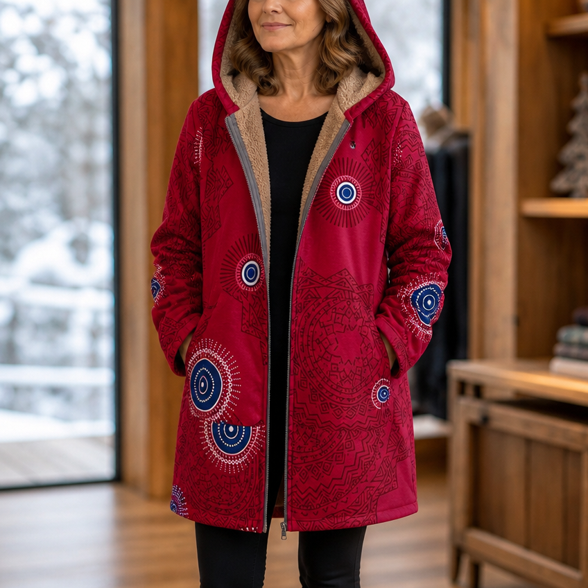 Leaf &amp; Loom – Wydrukowany Vinter Kappa z Kapturem