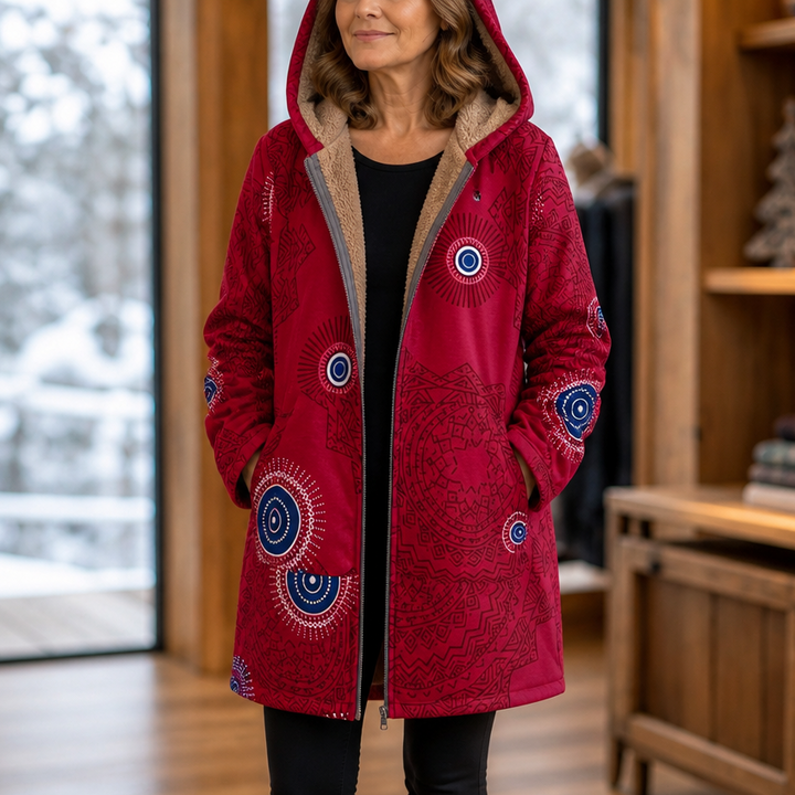 Leaf &amp; Loom – Wydrukowany Vinter Kappa z Kapturem