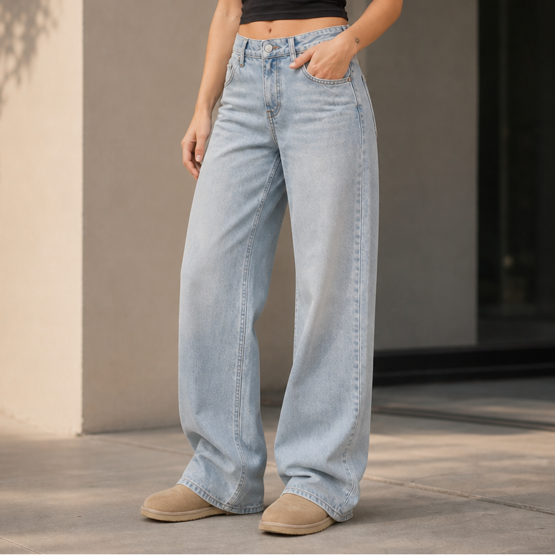 Longline Denim – Jeansy med hög midja i vida ben