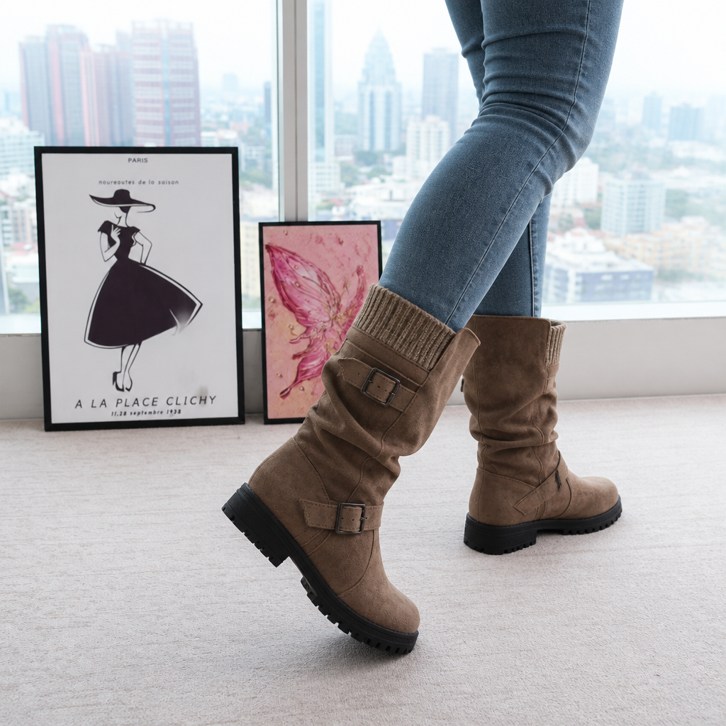 Tumfden – Boots z żebrowanym mankietem i podeszwą z wypustkami