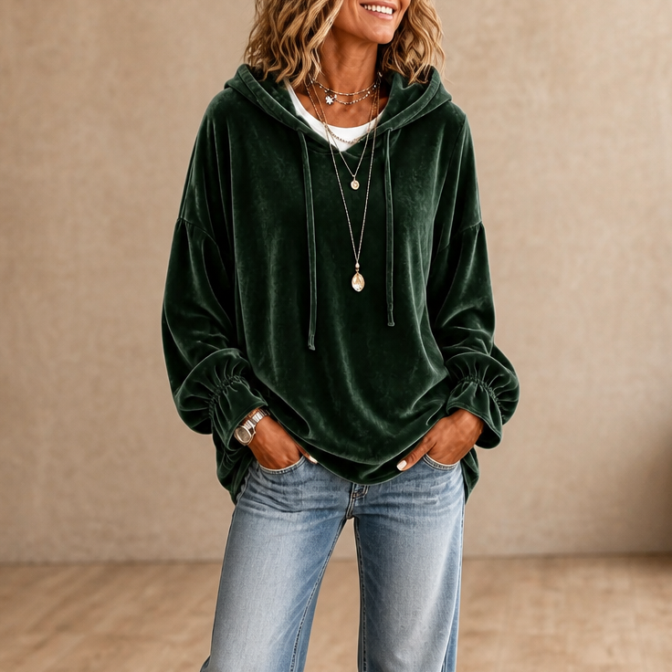 Wearbella – Lös tröja z falbaniastymi mankietami z weluru