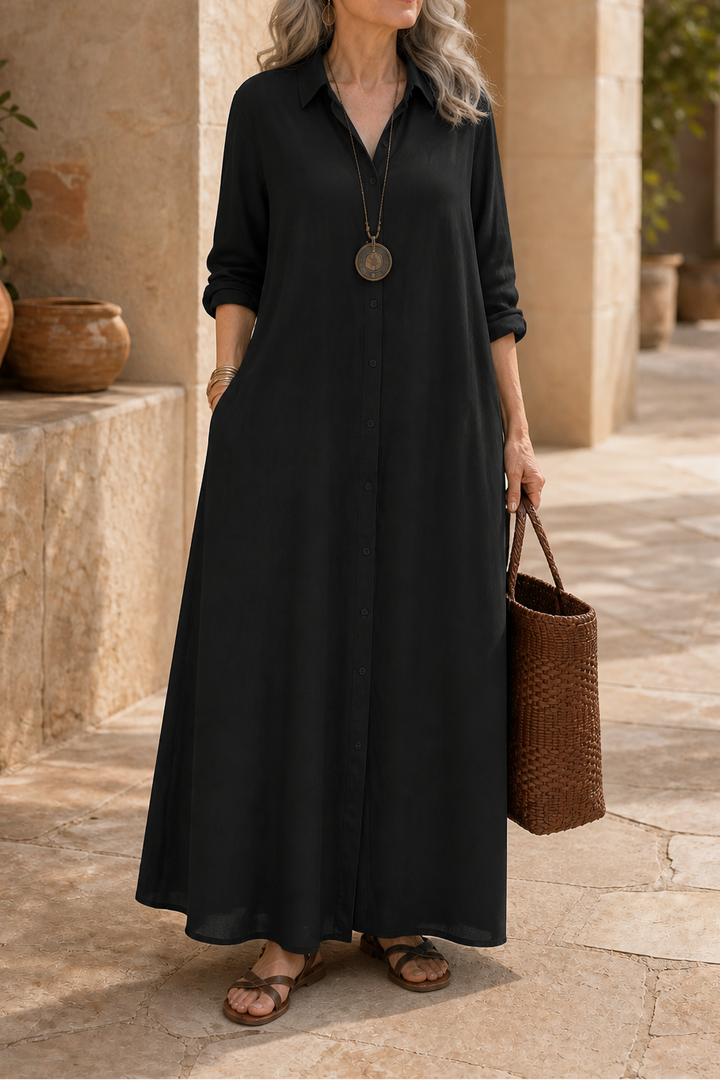 Wearbella – OverStorlekd Bawełnowo-Lnianą Klänning Maxi