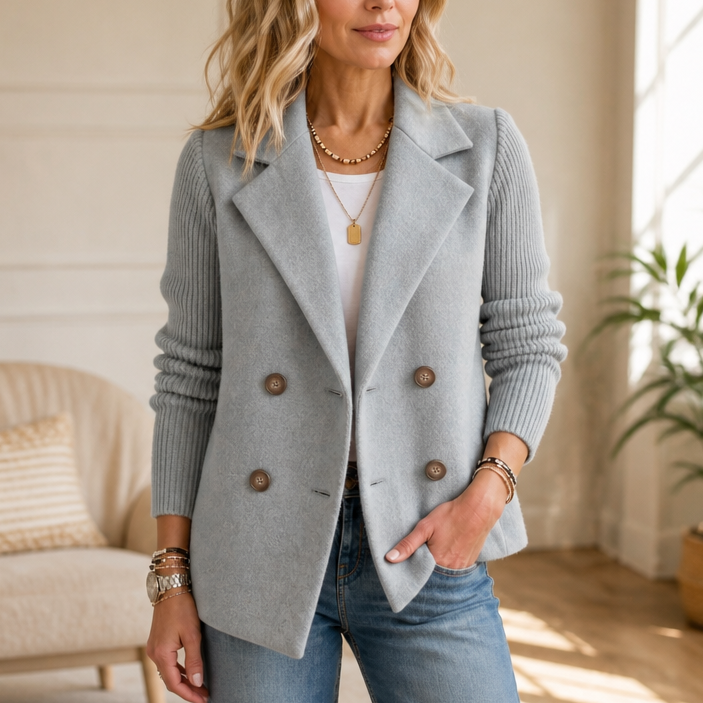 Wearbella – Żakiet podwójnie zapinany z dzianinowymi ręKaffemi