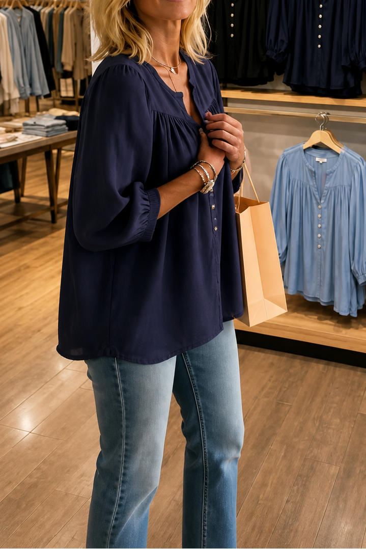 Wearbella – Blus z marszczonym urringning w v-ringning i bufkami