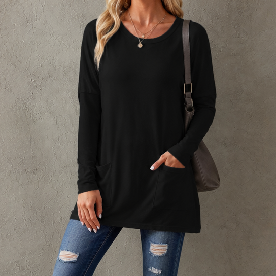 Wearbella – Lös Tunika med lång ärm i Okrągłym Urringning