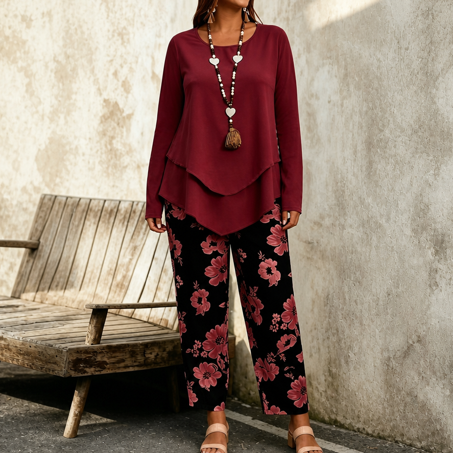 Wearbella – Dwuwarstwowy Lös Top i Blommig Set z Vida ben