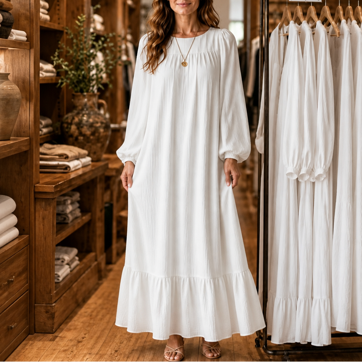Wearbella – OverStorlekd Biskupa Ärm Boho Maxi Klänning
