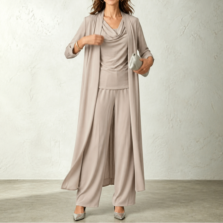 Wearbella – Set kardiganu z kołnierzem i spodniami o szerokich nogawkach